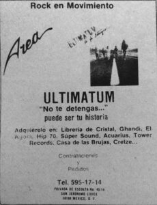 Anuncio del disco No te detengas, de Ultimatum. Archivo Píntalo de Negro